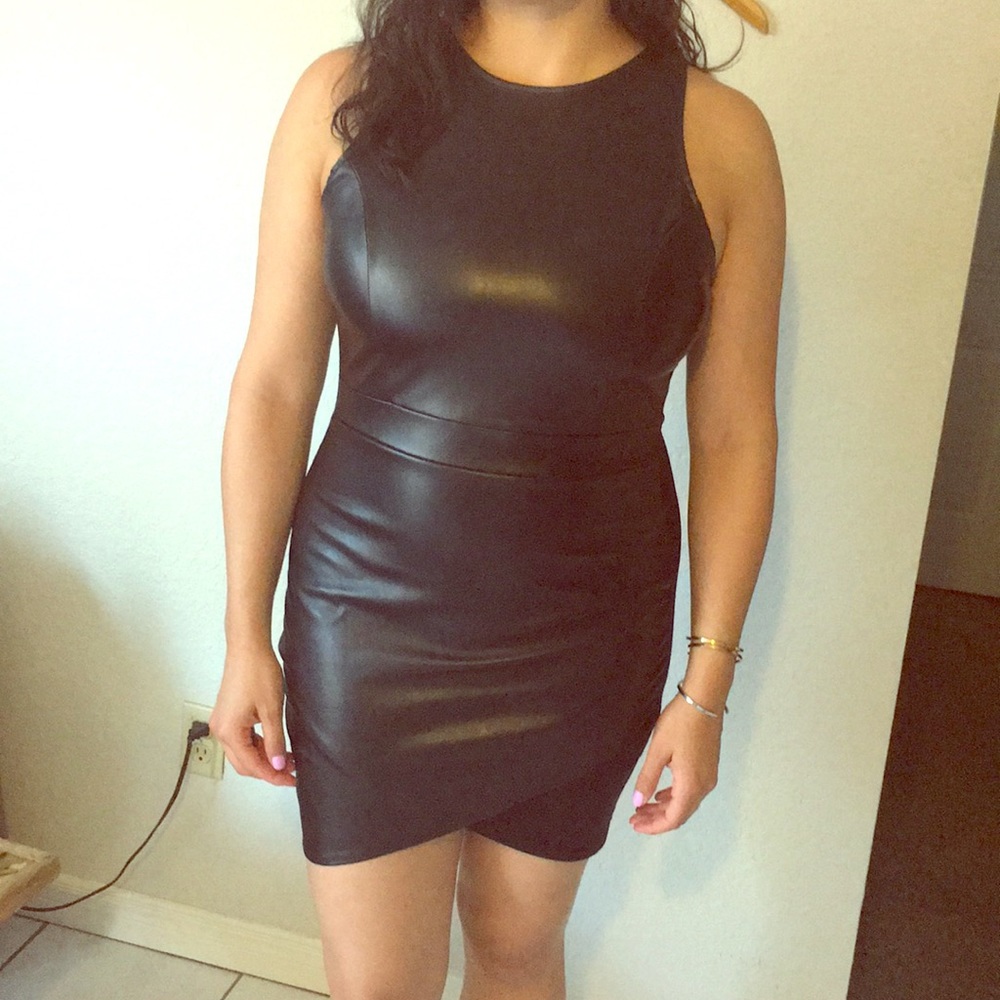 Faux leather cocktail dress